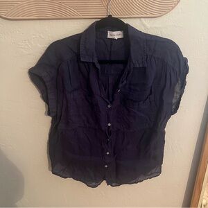 Bella Dahl Blue Notched Collar Button Down Shirt